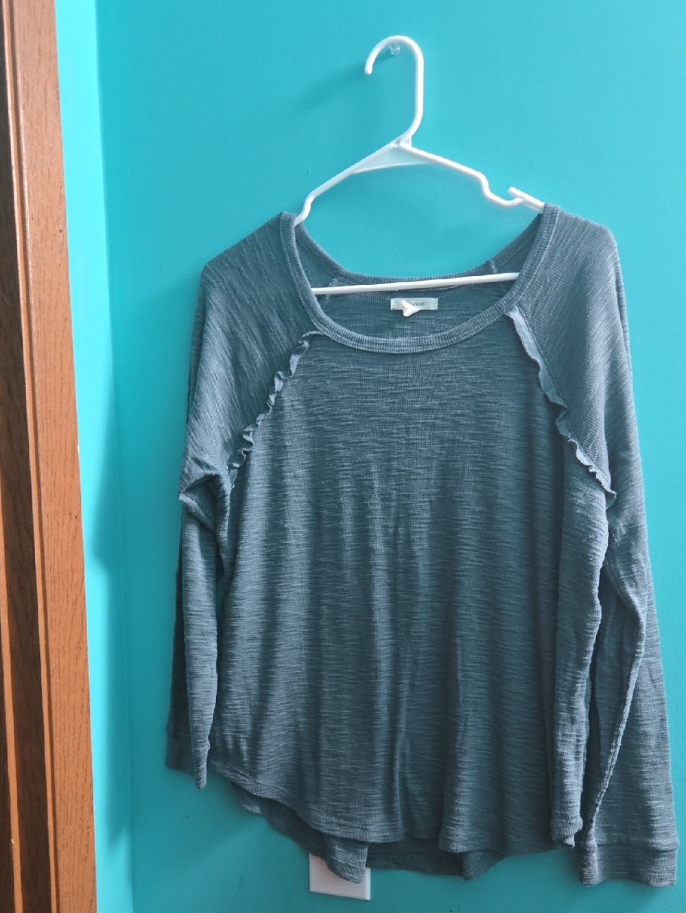 Women’s Maurice's Long-Sleeve Ruffle Raglan Top - Slate Blue